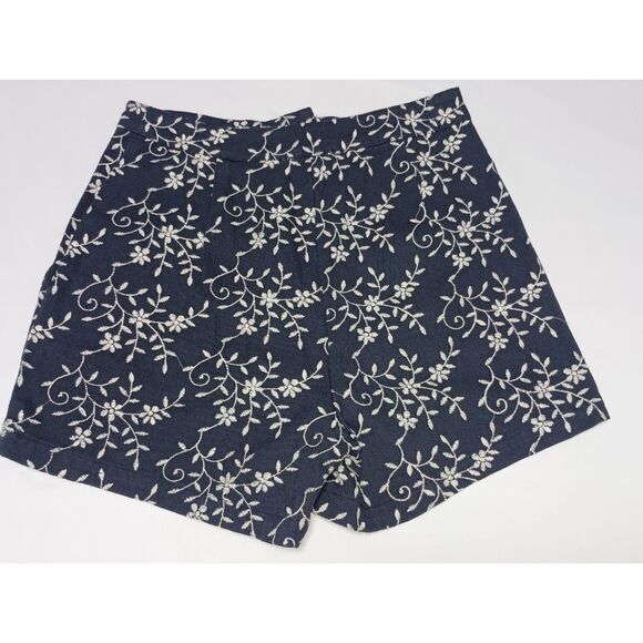 MI AMI: Navy Embroidered Zip-Up Shorts, Women's Size S (New - Button Included) - Picture 2 of 5